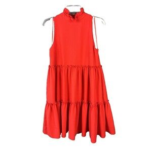 Anthropologie Elliat Sonnet Red Tiered Dress Flowy Women size Small